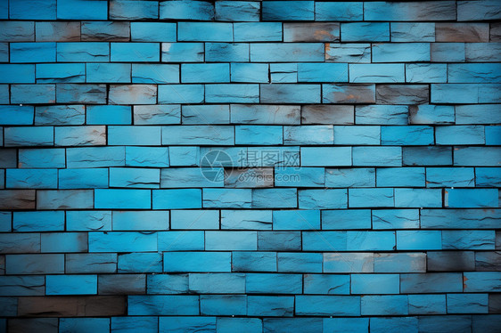 蓝色砖块的墙面图片