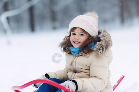 雪天树下女孩雪天玩耍的女孩背景