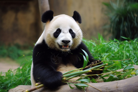 吃竹子的大熊猫图片