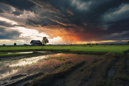 雨后的户外农田图片