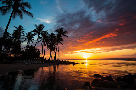 大海落日夏天傍晚海边背景