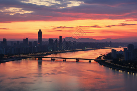 河岸景观城市的景观背景