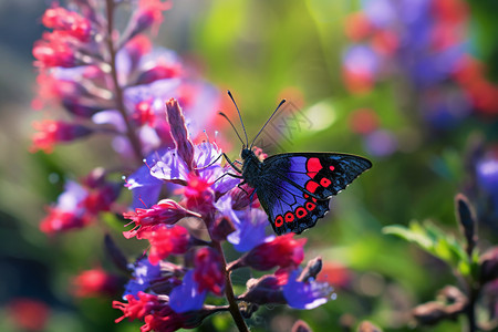 植物上的彩色蝴蝶图片