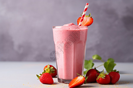 夏季水果草莓粉红色的夏季饮品背景
