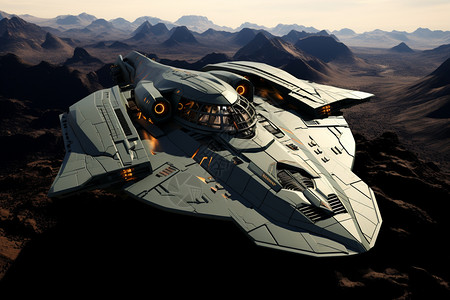 科幻战舰科幻高科技飞船背景