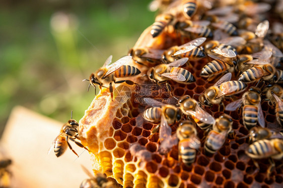 忙碌的人工养殖蜜蜂图片