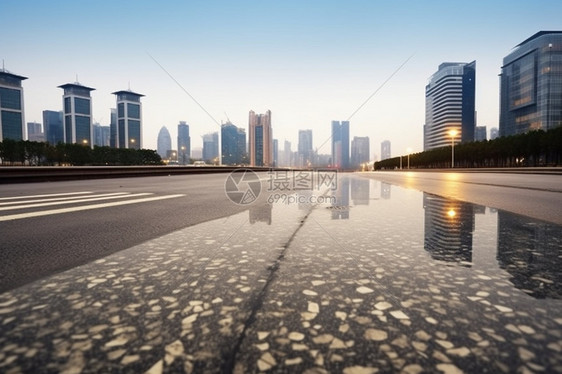 城市道路地面的特写景观图片