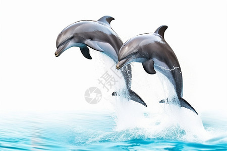 海面上飞跃的海豚图片
