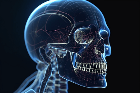 3D医学研究人类头骨概念图背景图片