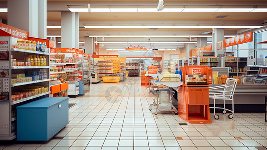 空旷的购物超市高清图片