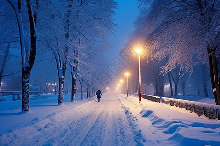 户外积雪的街道图片