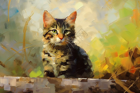 油画中的猫图片