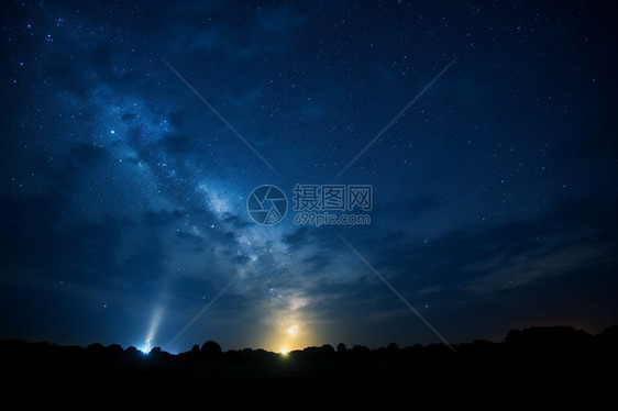 夜晚天空中的星系星空景观图片