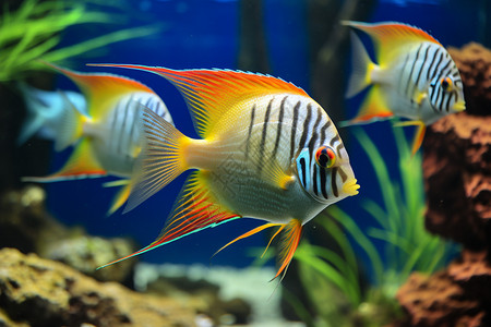 水族景观水族馆里美丽的热带鱼背景