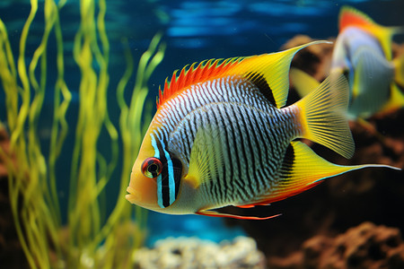 水族景观水族馆里的热带鱼背景