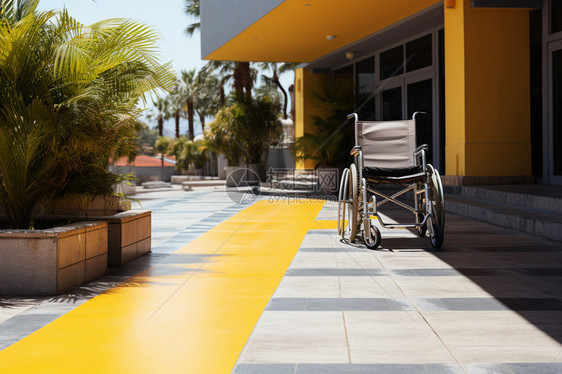在无障碍通道上的轮椅图片