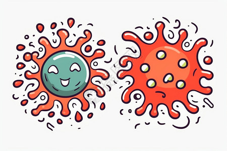 卡通风格生物病毒细胞插图图片