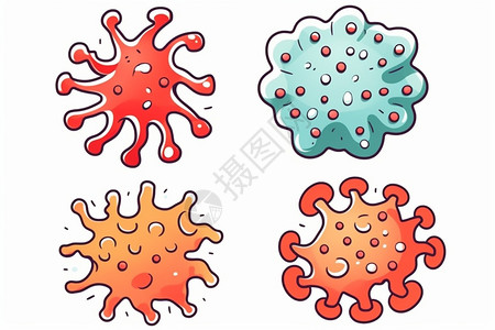 生物细菌病毒卡通插图背景图片