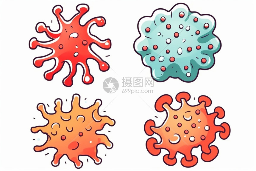 生物细菌病毒卡通插图图片