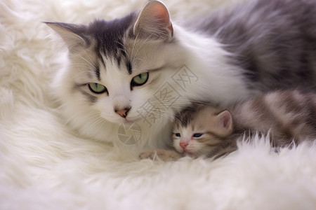 可爱的小猫和猫妈妈背景