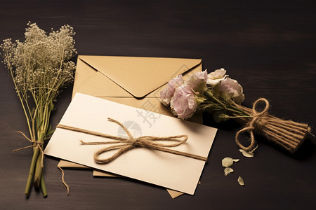 信封和花朵图片