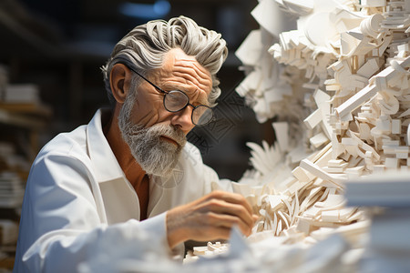 白色3D纸雕艺术教授形象图片
