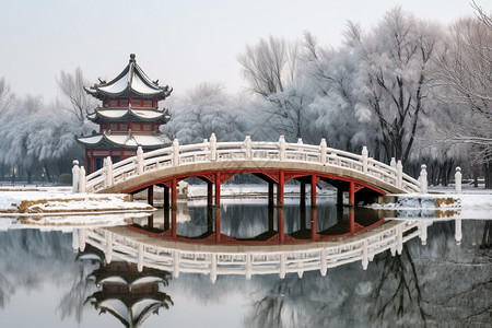 桥梁冬季景观图片