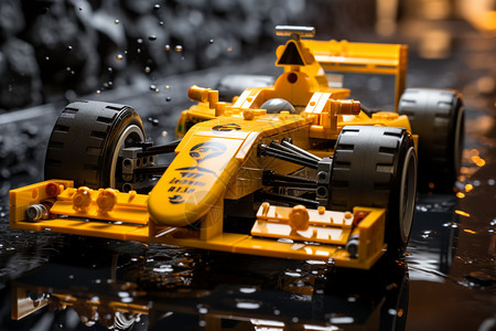黄色的赛车玩具图片