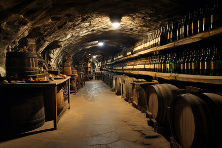 葡萄酒储存葡萄园地下室酒窖背景
