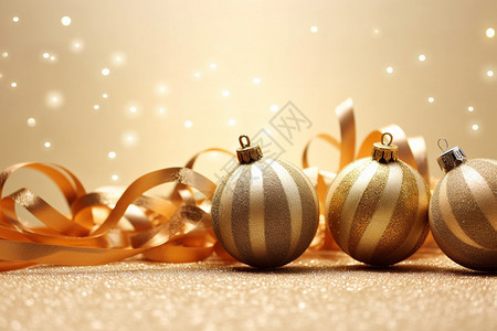圣诞树上的金色装饰球图片