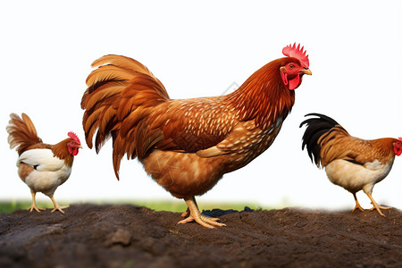 农场农业养鸡场中的公鸡背景