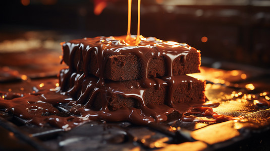 流动的巧克力蛋糕背景图片