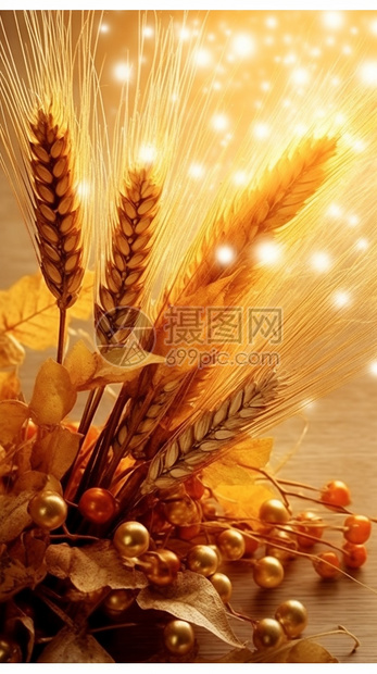 立秋的金黄麦田图片