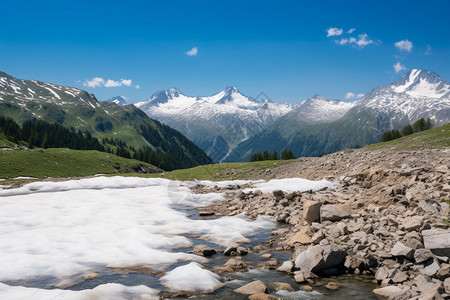 夏天的山川湖泊图片