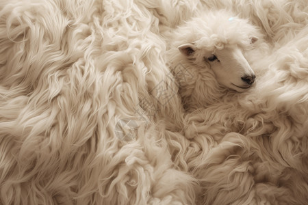 羊毛中的羊羔高清图片