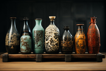 白酒拍摄汉朝的酒罐艺术设计图片