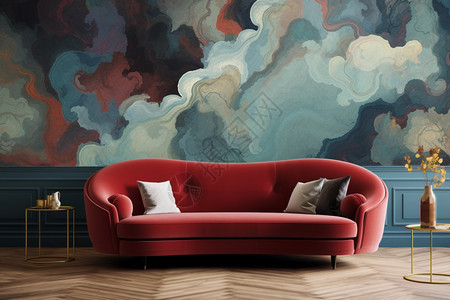 现代化室内红色沙发图片