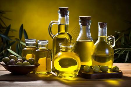 玻璃瓶中的橄榄油图片