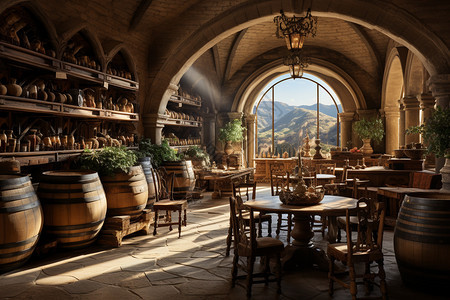古典风格的酒庄背景图片