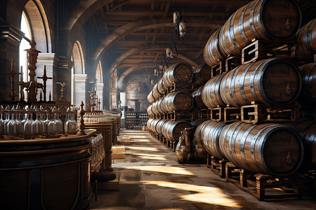 复古红酒复古的酿酒厂背景