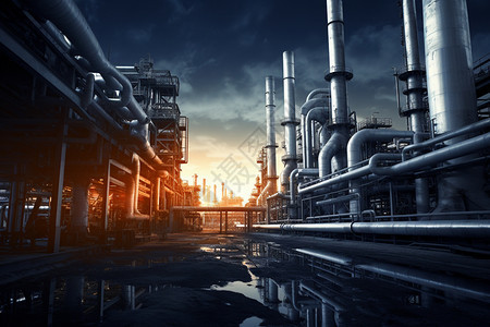 炼油厂的管道背景图片