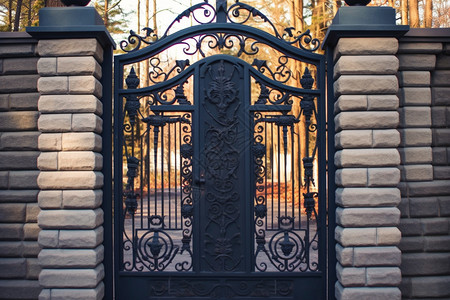 庭院的金属门背景图片