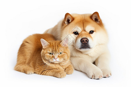 可爱的秋田犬和小猫图片