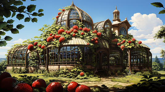 乡村种植的草莓温室图片