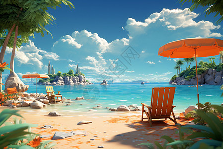 海边的沙滩景观背景图片