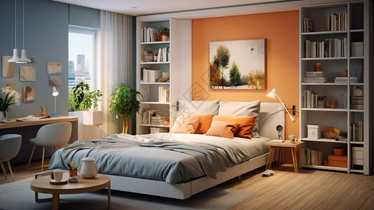 现代简约风格的卧室场景图片