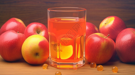 鲜榨的苹果汁高清图片