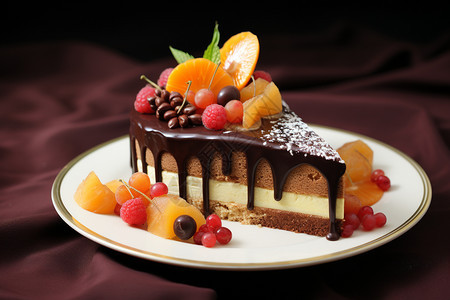 新鲜制作的巧克力蛋糕图片