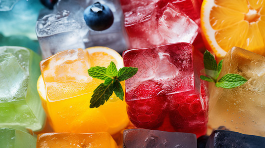 冰凉爽口的水果冰块图片
