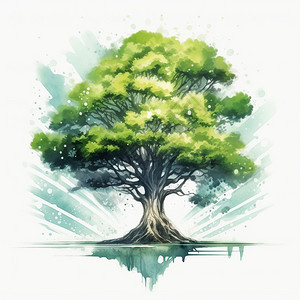 创意艺术的绿色树木插图背景图片